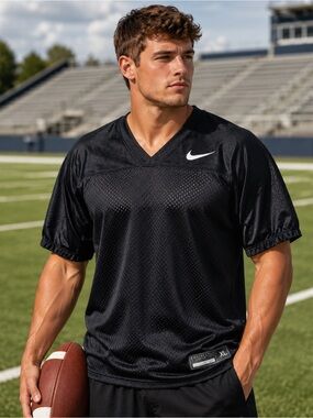Nike Black V-Neck Football Practice Jersey Men’s XL Mesh Unisex *